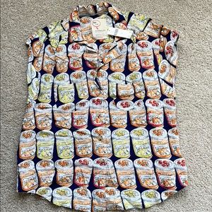 Anthropologie patterned button down cap sleeve